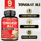 Satoomi 9in1 Tongkat Ali Root Extract - Ashwagandha, Tribulus Terrestris - 90 Capsules for 3 Months - Support Strength, Energy & Healthy Immune