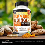 Turmeric and Ginger Supplement with BioPerine - Turmeric Curcumin with Black Pepper & Organic Ginger for Enhanced Absorption for Digestion Knee & Joint Support - Vegan & Non-GMO (40 Servings)