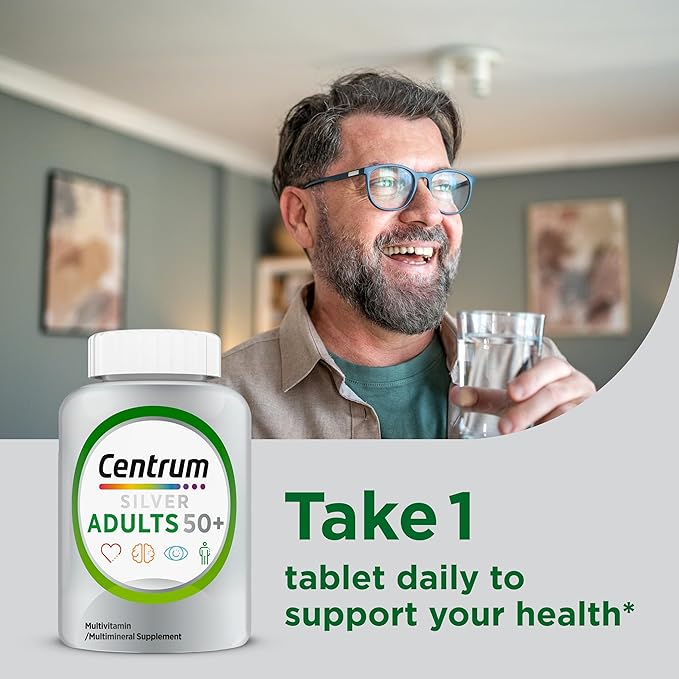 Centrum Silver Multivitamin for Adults 50 Plus, Multivitamin/Multimineral Supplement, Vitamin D3, B-Vitamins, Gluten Free, Non-GMO Ingredients, Supports Memory and Cognition in Older Adults - 125 Ct
