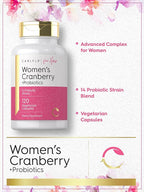 Carlyle Women's Cranberry Plus Probiotics | 120 Capsules | with 14 Probiotic Strains | Vegetarian, Non-GMO, Gluten Free Supplement | for Her