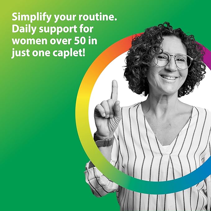 Rainbow Light Womens One + Multivitamin 50 Plus | 60 Caplets | Supports Menopause | Real Food Nutrients, Digestive Enzymes & Probiotics