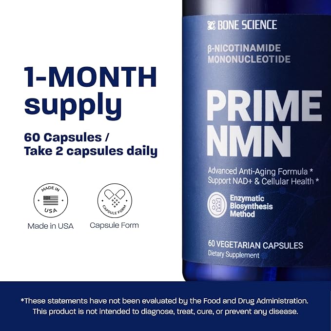 BONE SCIENCE Uthever NMN & Pterostilbene 6-in-1 Complex with Resveratrol, Glutathione & BioPerine - High Purity Stabilized NAD+ Precursor for Healthy Aging & Cellular Energy - 60 Vegetarian Capsules