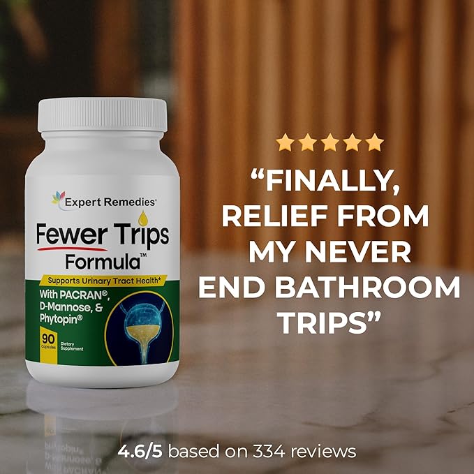 Fewer Trips Formula Bladder Support Supplement for Women and Men. Cranberry Extract and D-mannose Pills, Reduce Frequency, Support Urinary Tract Health - 90 Capsules