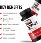 Force Factor Alpha GPC Brain Supplement for Memory and Focus, Mood Support Supplement with Alpha GPC 600mg, Premium Quality, Vegan, Non-GMO, 60 Capsules