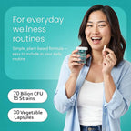 NaturaLife Labs Probiotics 70 Billion CFU – 15 Strains with Organic Prebiotic & Postbiotic – 3-in-1 Formula – 30 Vegan Capsules