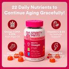 SmartyPants Multivitamin Gummy for Women 50 and Over, Omega 3 (DHA/EPA), Methylfolate, CoQ10, Vitamin D3, C, Vitamin B12, B6, A, K, Biotin, Gluten Free, 90 Count (30 Day Supply)