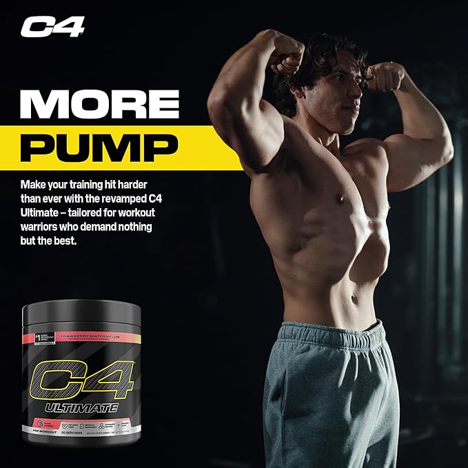 C4 Ultimate Pre Workout Powder Watermelon - Sugar Free Preworkout Energy Supplement for Men & Women - 300mg Caffeine + 3.2g Beta Alanine + 2 Patented Creatines - 20 Servings