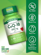 Nature's Truth CoQ10 200mg Softgels | 50 Count | Enhanced Absorption Supplement | Plus Black Pepper Extract | Non-GMO, Gluten Free