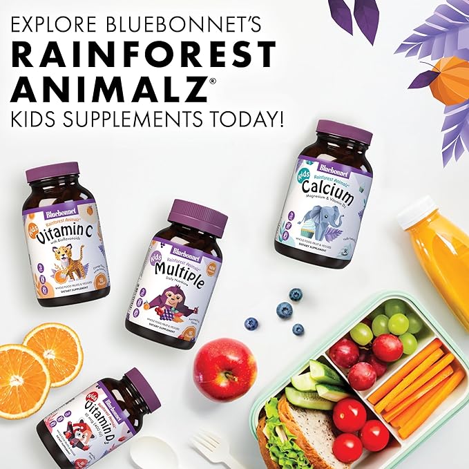 BlueBonnet Super Earth Rainforest Animalz Calcium Magnesium And Vitamin D3 Chews, Natural Vanilla Frosting, White, 90 Count