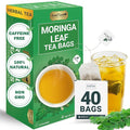 LeafLea 40 Moringa Tea Bags, 100% Natural and Pure Moringa Leaf Herbal Tea, Supports Digestion and Immune Health, Caffeine-Free, Sugar-Free, Vegan, Individually Wrapped for Freshness