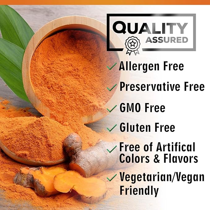 Turmeric Curcumin Supplement - 95% Curcuminoids with Organic Turmeric & BioPerine Black Pepper for Best Absorption - Daily Joint & Immune Health Support, Vegan, Non-GMO, Bottled in USA - 60 Capsules