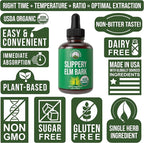 Slippery Elm Bark USDA Organic Vegan Liquid Drops. Extract with High Bioavailability for Women, Men, Kids. for Sore Throat, Irritated Stomach. Zero Sugar, Gluten Free, Tincture Supplement No Capsules