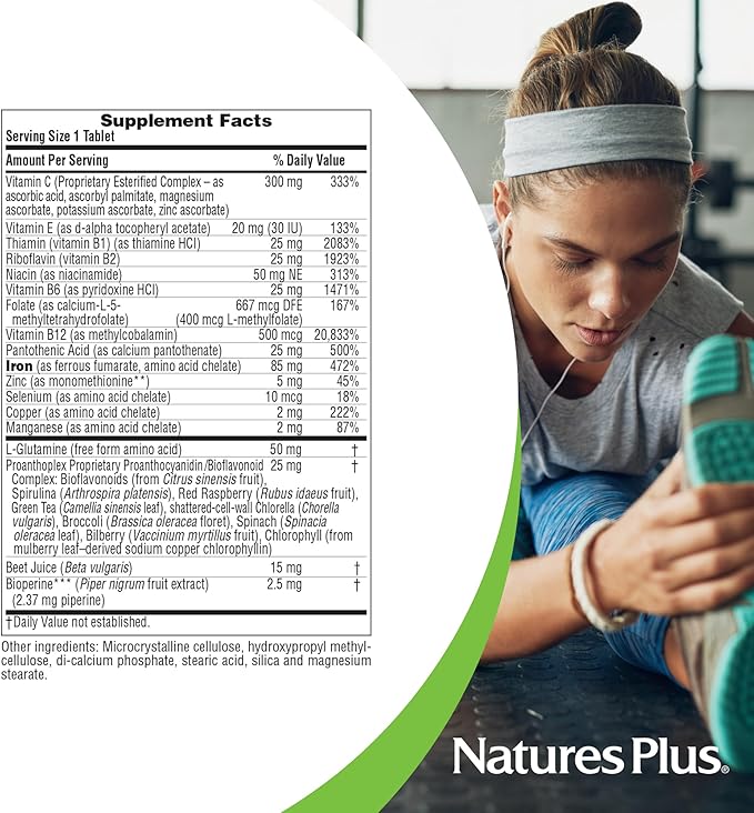 NaturesPlus Hema-Plex Iron - 60 Slow-Release Tablets - 85 mg Chelated Iron - Total Blood Health - With Vitamin C & Bioflavonoids - Non GMO, Vegetarian & Gluten Free - 60 Servings