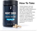 Night Shred Black Melatonin-Free Nighttime Fat Burner and Sleep Support Supplement - GABA Complex with Ashwagandha, CLA, Grains of Paradise, and Zylaria - Thermogenic Fat Burner - 90 Vegan Capsules