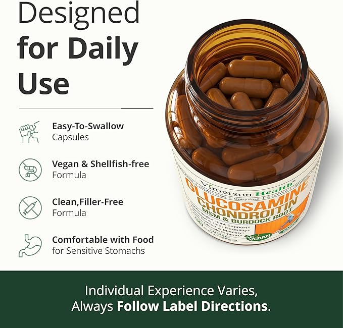 Glucosamine Chondroitin MSM – Joint Support Supplement for Women and Men with Glucosamine Sulfate 1500 mg, Chondroitin and MSM – for Cartilage, Joint Health and Flexibility – 2 Pack, Vegan