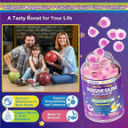 Neviss Magnesium Glycinate + Calcium Filled Gummies for Adults and Kids 4+, Kids Sleep Gummies Melatonin Free, Sugar Free Magnesium Supplement with B6 D3, L-Theanine for Zzz & Relax, Brain,Bone,Muscle