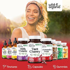 Wild & Organic Tart Cherry Capsules 600 mg - Uric Acid Support - Tart Cherry Powder Supplement - Prunus Cerasus Fruit Extract - 60 Days of Supply - Vegan, No Fillers, Non-GMO - 60 Count