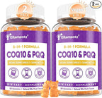 CoQ10 Gummies 200mg with PQQ, Red Yeast Rice & Omega 3 | High Absorption Coenzyme Q10 Supplements for Hear-t Health, Brain & Cellular Energy | Sugar-Free, Vegan, 120 Counts
