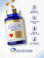Carlyle CoQ10 300mg | 120 Softgels | Mega Q-Sorb Coenzyme Q-10 | with Black Pepper Extract | Non-GMO, Gluten Free Supplement