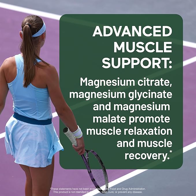 Smarter Nutrition Magnesium Complex - Chelated Magnesium Glycinate with Citrate, Malate and L-Theanine for Sleep, Muscle Relaxation and Stress Support - Non-GMO - 360 Tablets[180DaySupply]