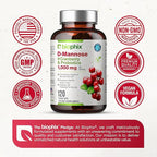 biophix D-Mannose Plus Cranberry Probiotics 1000 mg 120 Vcaps - Free Vitamin C-1000 30 Tablets - Supports Urinary Bladder Tract Health and Digestive Well Being