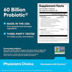 Physician's CHOICE Probiotics 60 Billion CFU - 10 Strains + Organic Prebiotics - Immune, Digestive & Gut Health - Supports Occasional Constipation, Diarrhea, Gas & Bloating - for Women & Men - 60ct