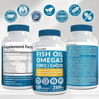 5-in-1 Fish Oil Omega 3 Fatty Supplements (2100mg) - Omega 3 Fish Oil with Vitamins D3 K2 and CoQ10 - Lemon Flavored (120 softgels, Pack of 4)