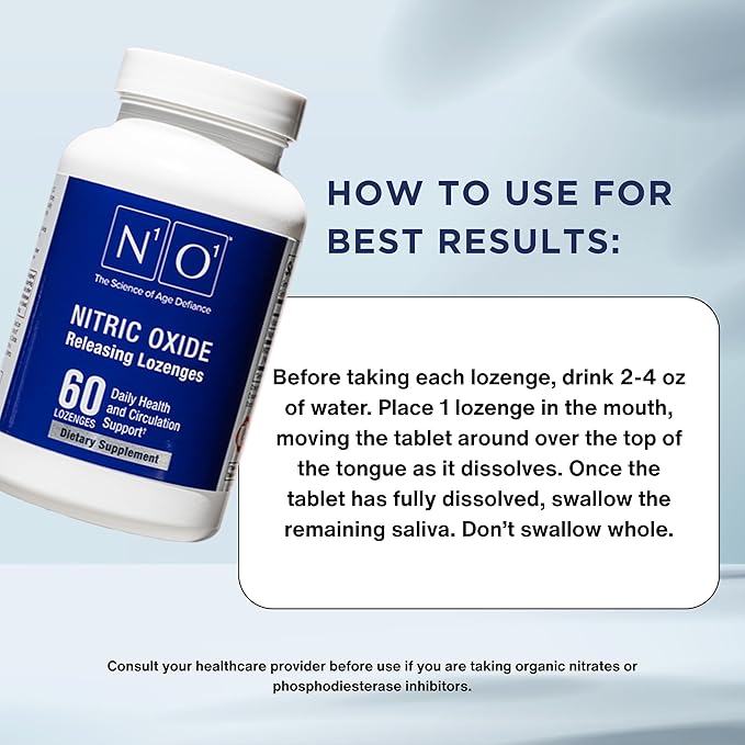 N1O1 Nitric Oxide Lozenges for Heart Health Support - Dietary Supplement for Blood Flow, Oxygenation and Blood Pressure - 180 Count
