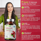 biophix D-Mannose Plus Cranberry Probiotics 1000 mg 120 Vcaps - Free Vitamin C-1000 30 Tablets - Supports Urinary Bladder Tract Health and Digestive Well Being
