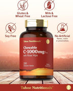 Carlyle Vitamin C Chewables | 1000mg | 100 Tablets | Natural Orange Flavor | Vegetarian, Non-GMO & Gluten Free Supplement | Tahoe Nutritionals