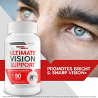 Ultimate Vision Support - Our Best Improved Formula Eyesight Supplement - Vitamin A Lutein and Zeaxanthin Supplements - Eye Vision Focus Supplement for Eyes Vitamins for Clear Vision Pills