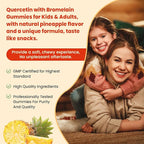 (2 Pack) Sugar Free Quercetin with Bromelain Gummies for Kids & Adult - Immune, Antioxidant, Seasonal Support, 1000mg Quercetin Supplements with Bromelain, Zinc, Elderberry, Vitamin C D3 E, 120 Count