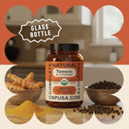 CNP Organic Turmeric with Piperine Capsules 600mg - High Absorption Curcumin with Black Pepper, Plant Based Supplement, Clean Formula No Fillers, 100 Count Glass Bottle, Made in USA, Family Owned