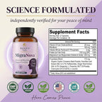 Migraine Relief and Prevention Supplement | Magnesium, Riboflavin B2, CoQ10 and Feverfew | Natural Daily Neurological Support | Vegan Non-GMO | Made in USA | MigraNova | 60 Capsules