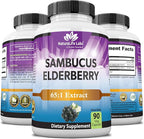 NaturaLife Labs Sambucus Elderberry Capsules – with Vitamin C & Zinc – Immune Support Supplement – 90 Vegan Capsules – Non-GMO & Gluten-Free