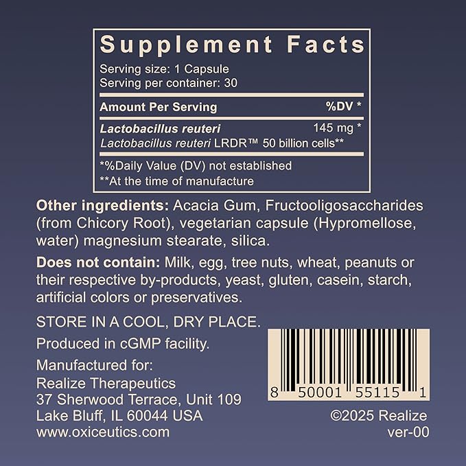 MyReuteri™ 50 Billion CFU Probiotic – Intensive-Strength L. reuteri LRDR™ + FOS Prebiotic – by Dr. William Davis – Makes Yogurt-Like Superfood – 30 Veg Capsules