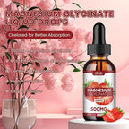 Magnesium Glycinate Supplement, Liquid Magnesium Glycinate Liquid Drops 500mg-Support Stress Relief, Relaxation, Mood, Sleep, Bone & Muscle-2 Fl Oz, Vegan, Strawberry Flavor
