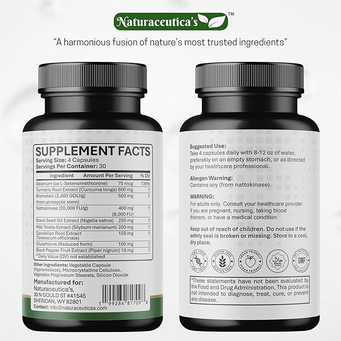 9-IN-1 Premium Spike Detox Wellness Formula – 8X Potency Nattokinase, Bromelain, Curcumin, Milk Thistle for Spike Support, Immune & Antioxidant Support, Liver & Heart Health support –120 Veg. Capsules