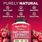 Nutrivein Premium Tart Cherry Capsules 3000mg: Ultra Strength Tart Cherry Extract Supplement for Post-Athletic Recovery, Detox, Rest, & Mobility