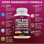 NEW AGE Beet Root Capsules - L Arginine, L Citrulline, Nitric Oxide, Beetroot Powder, Arginine, Citrulline Supplement – 90 Vegan Capsules