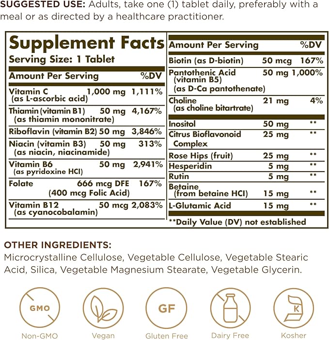 Solgar Ultimate B+C Complex Stress Formula 90 Tablets (Pack of 2)