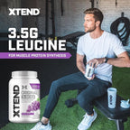Xtend Original BCAA Powder, 7g BCAAs and 2.5g L-Glutamine for Muscle Recovery Hydration and Lean Muscle, Sugar Free Intra and Post Workout Drink with Electrolytes, Glacial Grape, 90 Servings