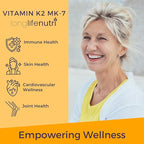 LongLifeNutri Vitamin K2 MK-7 100mcg – Nutrient Support for Bones and Circulation, 120 Vegetarian Capsules, 4-Month Supply, Lab Tested, Made in the USA, Non-GMO
