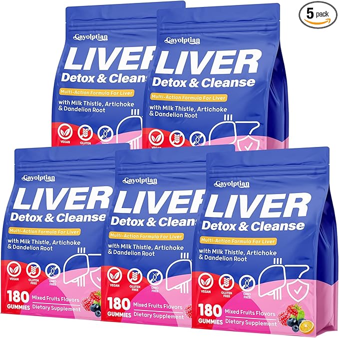 Liver Detox Cleanse & Repair, 2000mg Milk Thistle Liver Detox, Herbal Liver Support Supplement with Beetroot, Dandelion Root, Turmeric, Glutathione for Gut Health, Metabolism, Energy, 5P