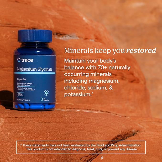 Trace Minerals Magnesium Glycinate - Gentle Magnesium Glycinate Supplement for Healthy Sleep & Relaxation Support - Healthy Mind & Energy - Vegan - Gluten-Free - 90 Count (90 Servings)