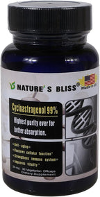 Nature'sbliss Cycloastragenol 25mg 99%,Telomere Supplements, Astragalus Root Extract, Anti Aging Supplement, Immunity Boost, Stomach Acid Protected, Super Absorption, 30 Capsules