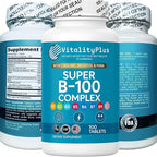 Super B-100 Complex – All B Vitamins Including B12, B1, B2, B3, B5, B6, B7, B9, Folate – High Potency B-Vitamins with Choline, Inositol & PABA – Energy & Metabolism Support – 100 Tablets