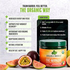 Organic Muscle Organic Pre Workout Powder, Passionfruit Guava — USDA Organic Superfood Blend | Maca, Beet Root, Cordyceps, Rhodiola | 150mg Natural Caffeine, Vegan, No Jitters, 20 Servings