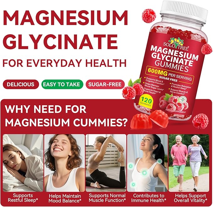 120 Count Magnesium Glycinate Gummies with L-Threonate（600mg Per Serving）,High Absorption Sugar Free Magnesium Potassium Supplement for Relaxation, Stress Relief, and Sleep Support for Adults & Kids