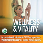 Bronson Sodium Ascorbate Non Acidic Vitamin C 1000 Mg Tablets - Gentle On The Stomach - Immune System Booster - Powerful Antioxidant - Non GMO Vitamin C Supplement, 250 Count